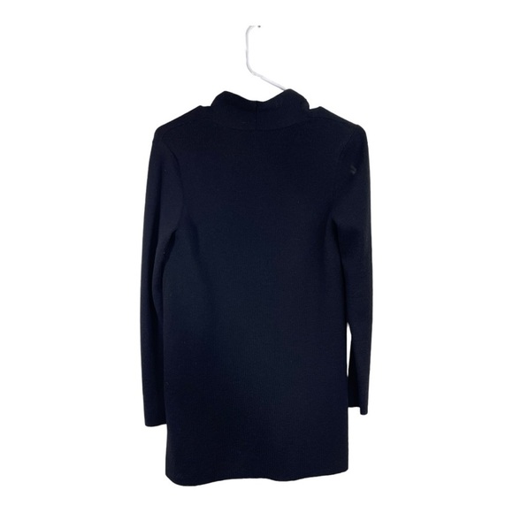 Eileen Fisher Size PS Small 100% Wool Knit Open Front Cardigan Sweater Black - Picture 2 of 6